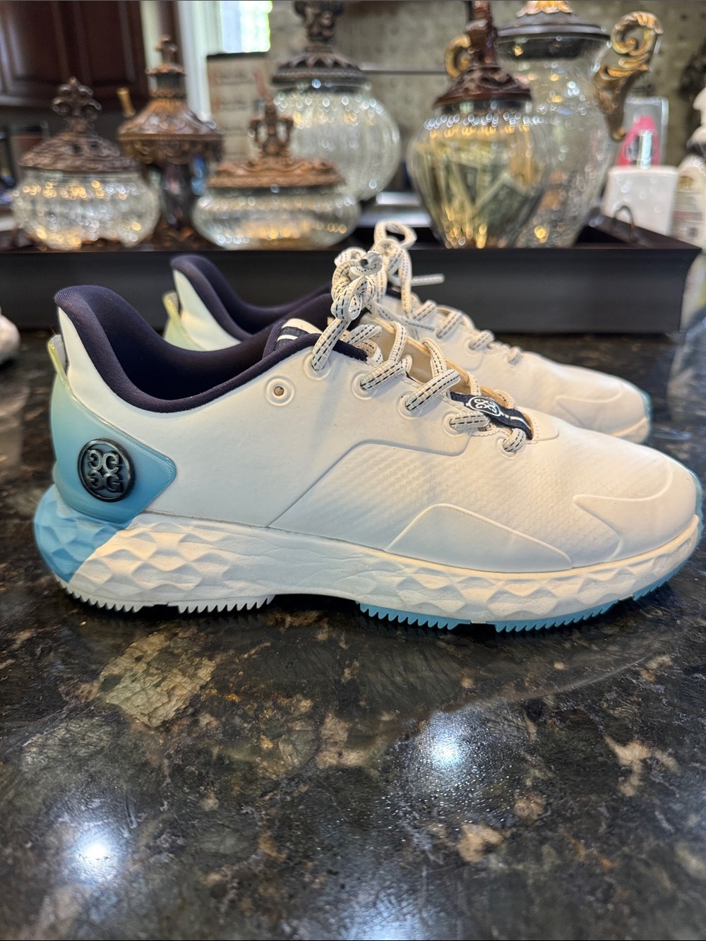 G/FORE White and Light Blue Women's Athletic Golf Trainers Shoes